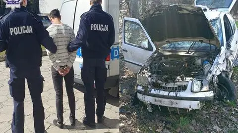 Spowodował stłuczkę i uciekł do lasu. W samochodzie zostawił małego syna