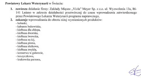 Wycofują kiełbasy z Violi