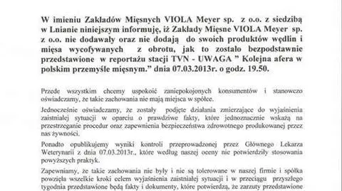 Viola wydała oświadczenie